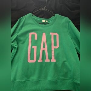GAP Women'sVibrant Green Sweatshirt with Pink Logo